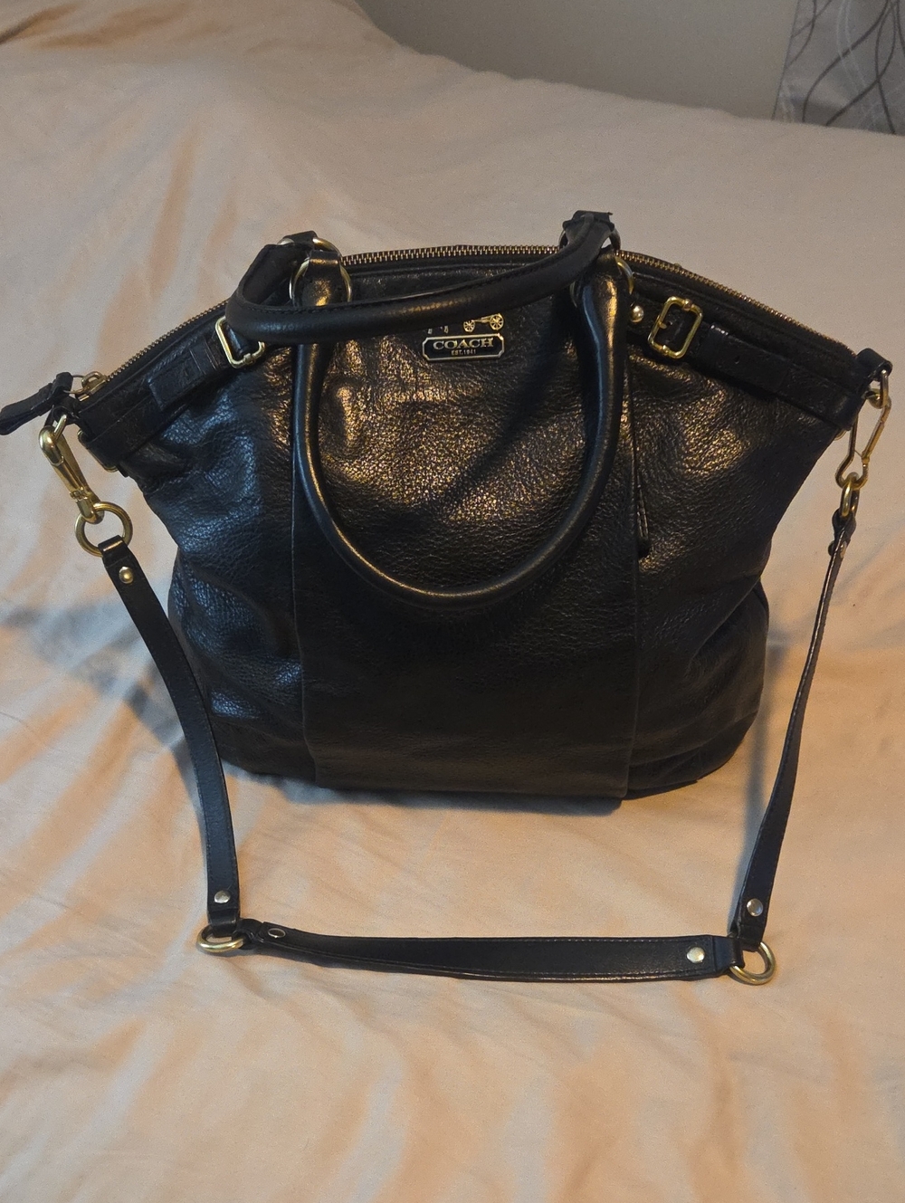 Vintage Coach Madison Lindsay Black Leather Tote